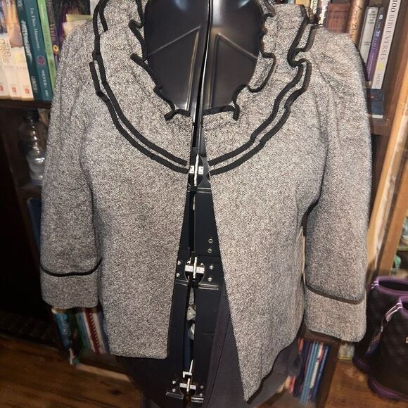 Loft gray wool blend heathered classic business casual 10 blazer - Picture 1 of 3